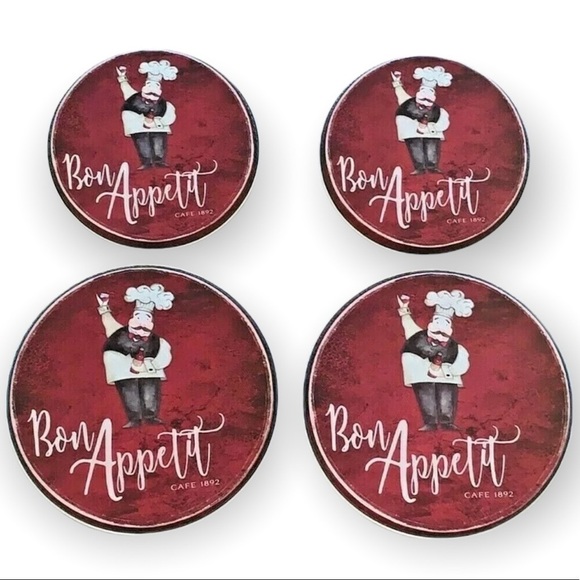 Range Kleen Stovetop Covers Set of 4 Metal Set Bon Appetite Cafe 1892 - Picture 1 of 10
